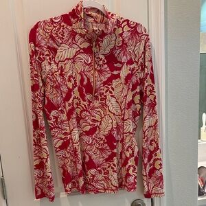 Lilly Pulitzer Red and Cream Floral Zip-Up